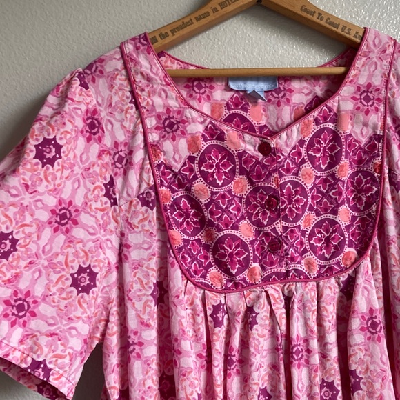 Vintage Only Necessities Floral Caftan Mumu House Dress Boho Pockets sz 22/24 - Picture 3 of 13